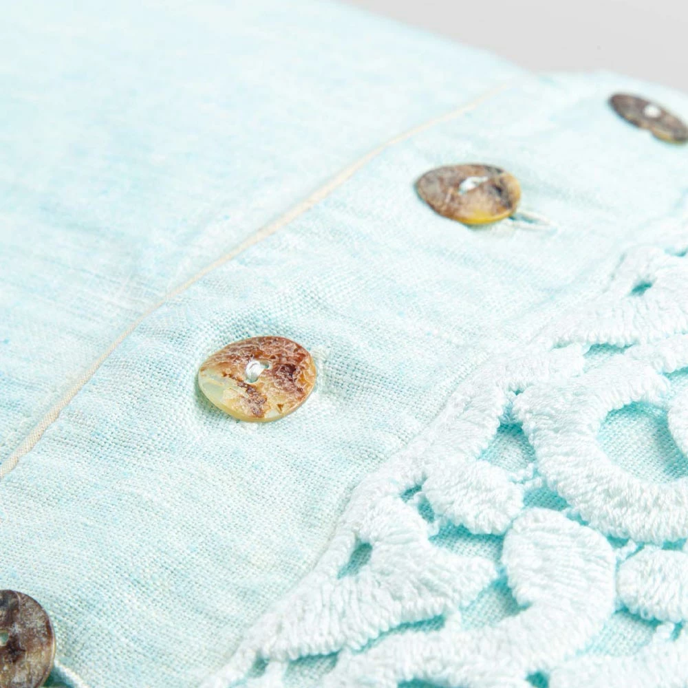 Kussensloop Van Gekleurd Linnen, Poema-kant En Italiaanse Luxe Biezen - Stego 4 Kussensloop Van Gekleurd Linnen, Poema-kant En Italiaanse Luxe Biezen - Stego - Afbeelding 4