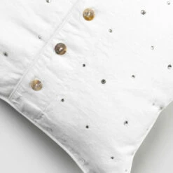 Kussensloop Van Wit Linnen Met Rechthoekige Decoratiekristallen - Cenerella -Slide Shop federa in lino bianco con cristalli di decoro design rettangolare cenerella 2