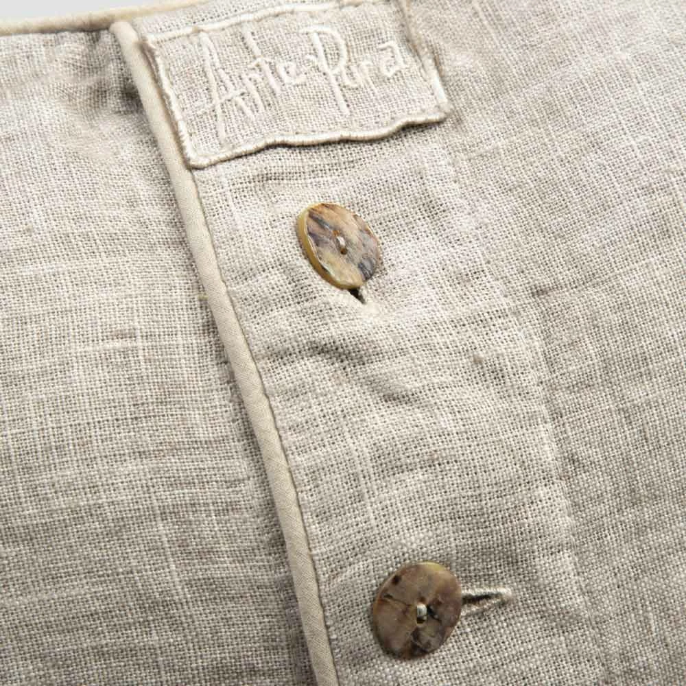 Kussensloop Van Zwaar Linnen Met Decoratie Van Agoya En Biezenknopen - Mediterraan 3 Kussensloop Van Zwaar Linnen Met Decoratie Van Agoya En Biezenknopen - Mediterraan - Afbeelding 3