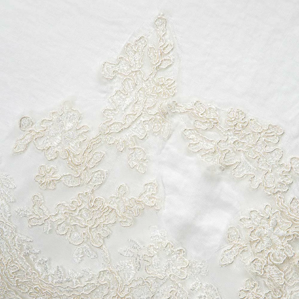 Vierkante Kussensloop Van Wit Linnen Met Decoratief Kant Aan De Randen En Volants - Priscilla 5 Vierkante Kussensloop Van Wit Linnen Met Decoratief Kant Aan De Randen En Volants - Priscilla - Afbeelding 5