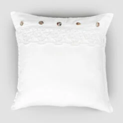 Vierkante Linnen Kussensloop Met Kanten Synergie Van Decoratie En Knopen - Assiolo