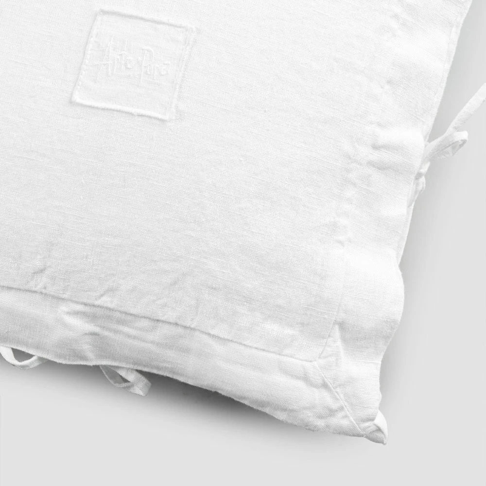 Vierkante Kussensloop Van Dik Wit Linnen En Veters Gemaakt In Italië - Matero 3 Vierkante Kussensloop Van Dik Wit Linnen En Veters Gemaakt In Italië - Matero - Afbeelding 3