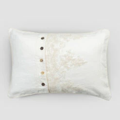 Rechthoekige Kussensloop Met Elegant Kant In Wit Linnen Dessin Voor Bed - Gioiano