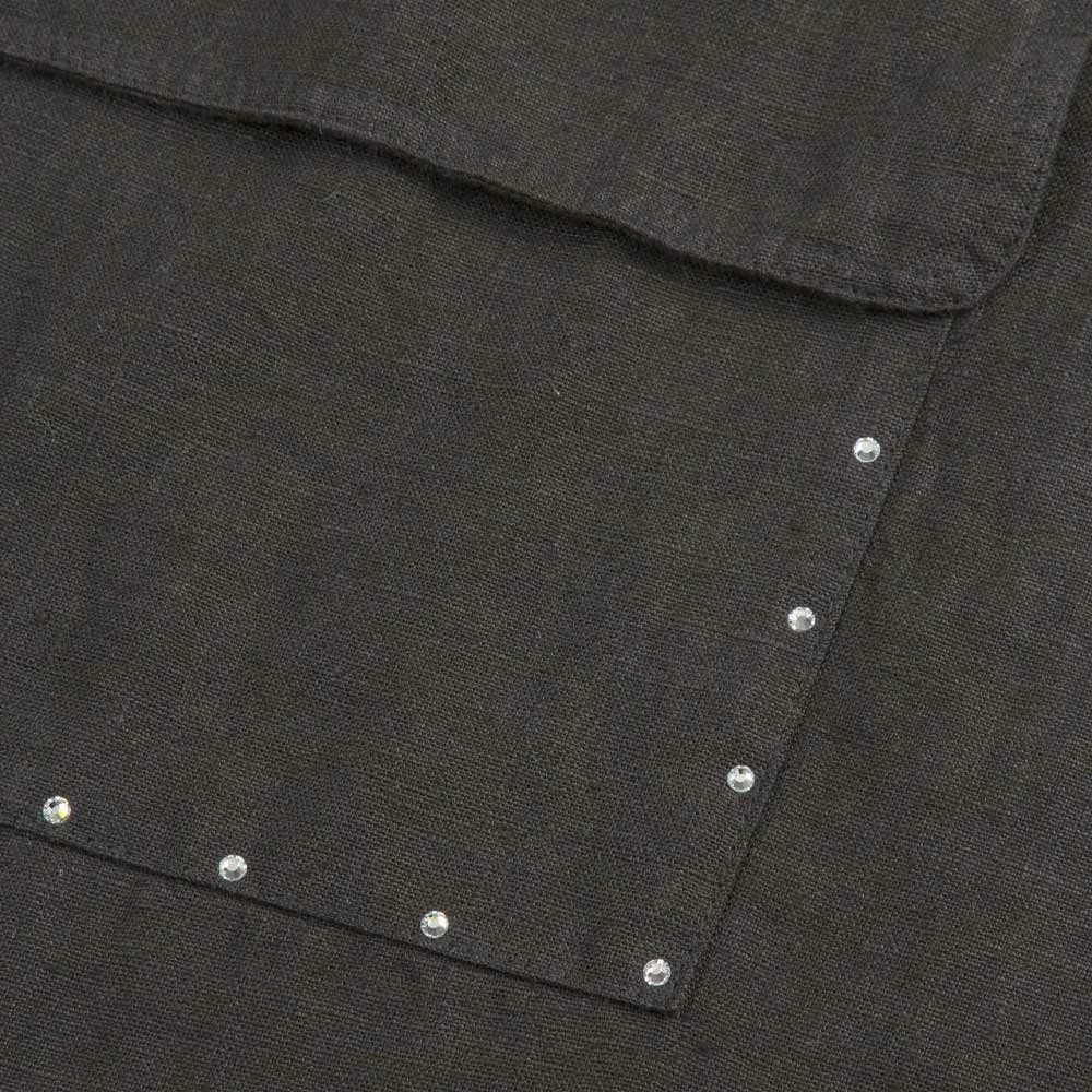 Zwart Linnen Keukenschort Met Kristallen Laag Model Met Zak - Klik 4 Zwart Linnen Keukenschort Met Kristallen Laag Model Met Zak - Klik - Afbeelding 4