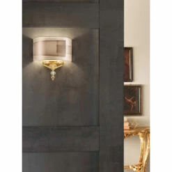 Klassieke Italiaanse Ambachtelijke Glazen Wandlamp Met Lampenkap - Magrena -Slide Shop lampada a muro classica vetro artigianale italiano con paralume magrena 4