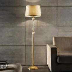 Klassieke Vloerlamp In Porselein En Luxe Geblazen Glas - Eteria