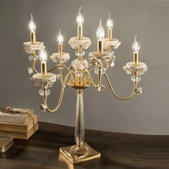 Flambeaux 7-lichts Klassieke Lamp In Porselein En Geblazen Glas - Eteria