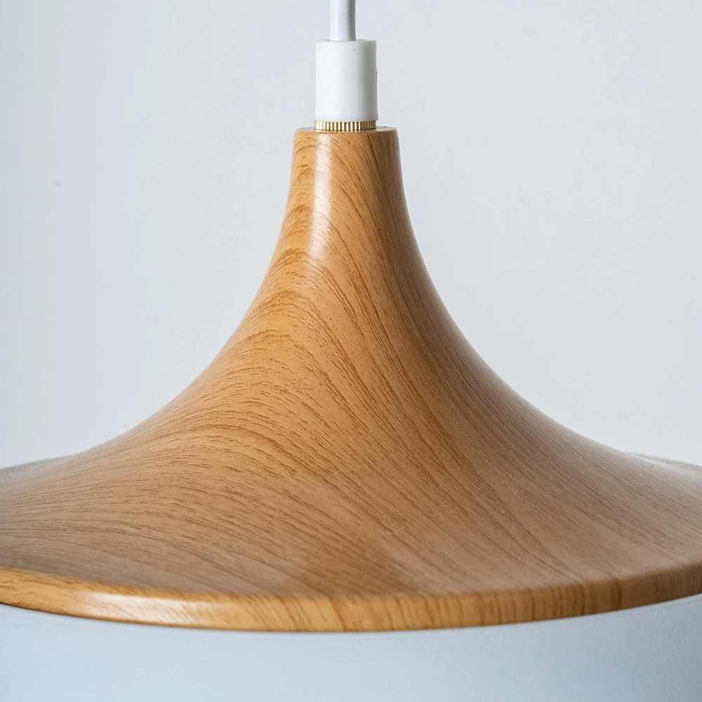 Pendellamp Met Lampenkap Van Wit Metaal En Houteffect - Barbara 5 Pendellamp Met Lampenkap Van Wit Metaal En Houteffect - Barbara - Afbeelding 5