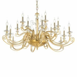 18-lichts Kroonluchter In Geblazen Glas En Klassiek Luxe Kristal - Cassea 12 18-lichts Kroonluchter In Geblazen Glas En Klassiek Luxe Kristal - Cassea -Slide Shop lampadario 18 luci in vetro soffiato e cristallo di lusso classico cassea 2