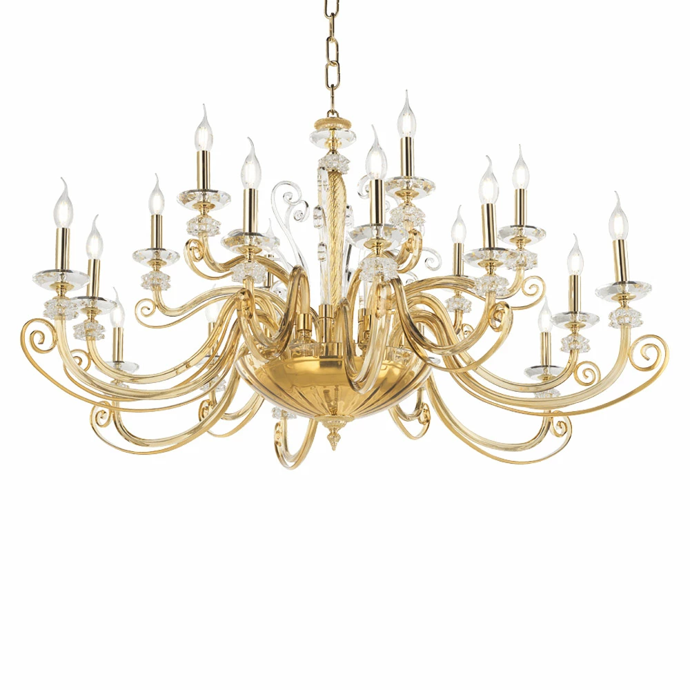 18-lichts Kroonluchter In Geblazen Glas En Klassiek Luxe Kristal - Cassea 3 18-lichts Kroonluchter In Geblazen Glas En Klassiek Luxe Kristal - Cassea - Afbeelding 3