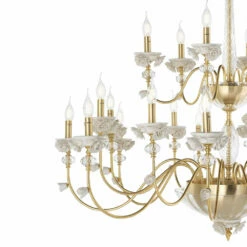 Klassieke 24-lichts Kroonluchter In Porselein En Luxe Geblazen Glas - Eteria -Slide Shop lampadario 24 luci classico in porcellana e vetro soffiato lusso eteria 2