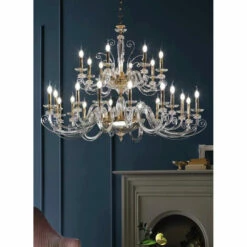 24-lichts Kroonluchter In Geblazen Glas En Klassiek Luxe Kristal - Cassea -Slide Shop lampadario 24 luci in vetro soffiato e cristallo di lusso classico cassea 2