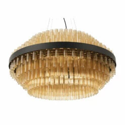 Moderne Kroonluchter Van Geblazen Glas En Metaal Italiaans Vakmanschap - Maesta