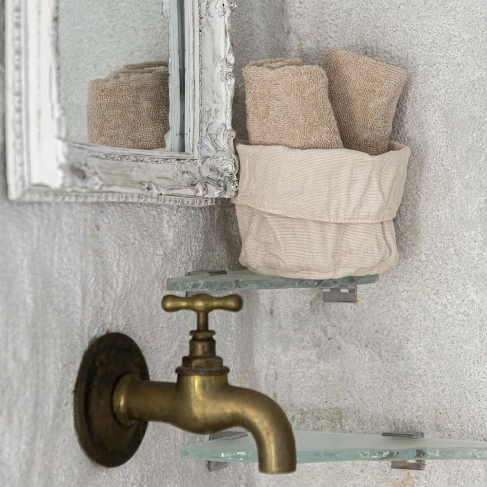 Badhanddoek Voor Gasten In Badstof Met Rand Van Gemengd Linnen 6-delig - Kam 20 Badhanddoek Voor Gasten In Badstof Met Rand Van Gemengd Linnen 6-delig - Kam - Afbeelding 20