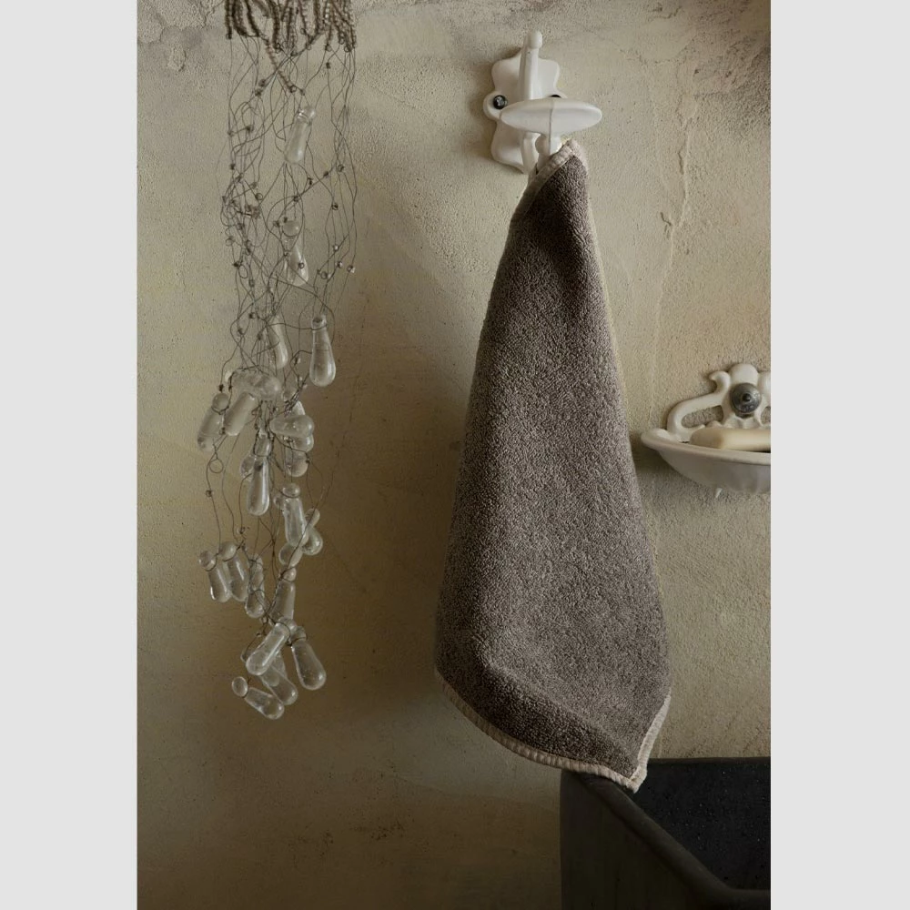 Badhanddoek Voor Gasten In Badstof Met Rand Van Gemengd Linnen 6-delig - Kam 5 Badhanddoek Voor Gasten In Badstof Met Rand Van Gemengd Linnen 6-delig - Kam - Afbeelding 5