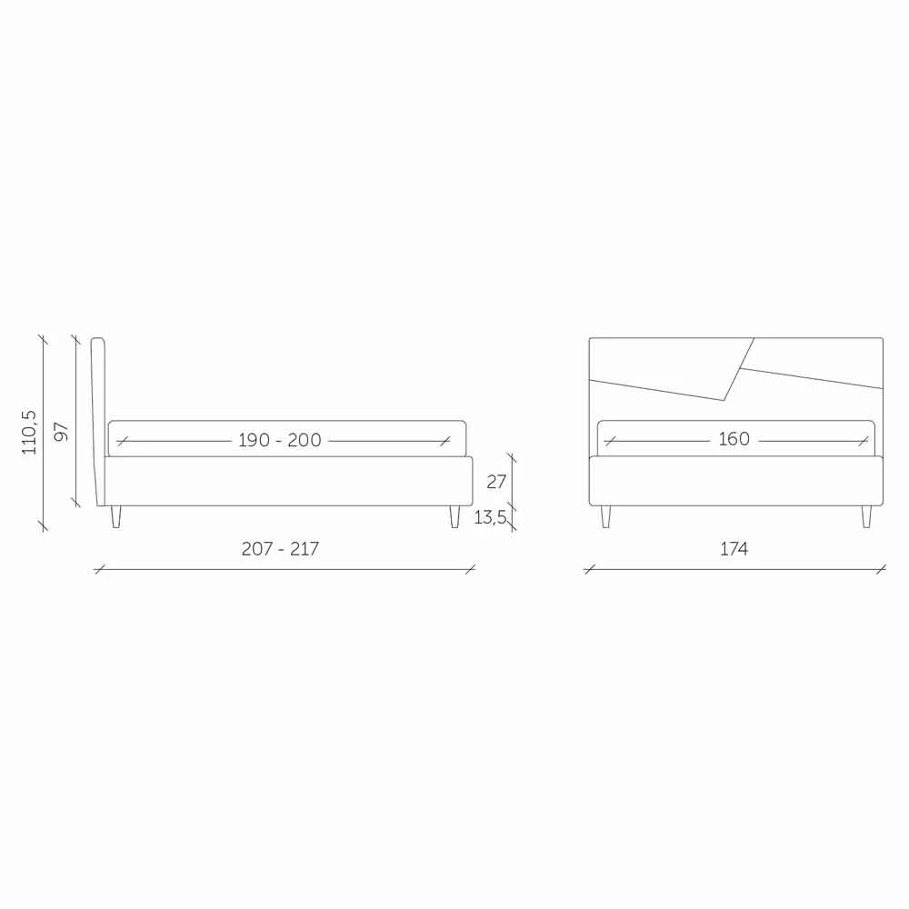 Tweepersoonsbed Met Container Gestoffeerd In Stof Gemaakt In Italië - Raggino 8 Tweepersoonsbed Met Container Gestoffeerd In Stof Gemaakt In Italië - Raggino - Afbeelding 8