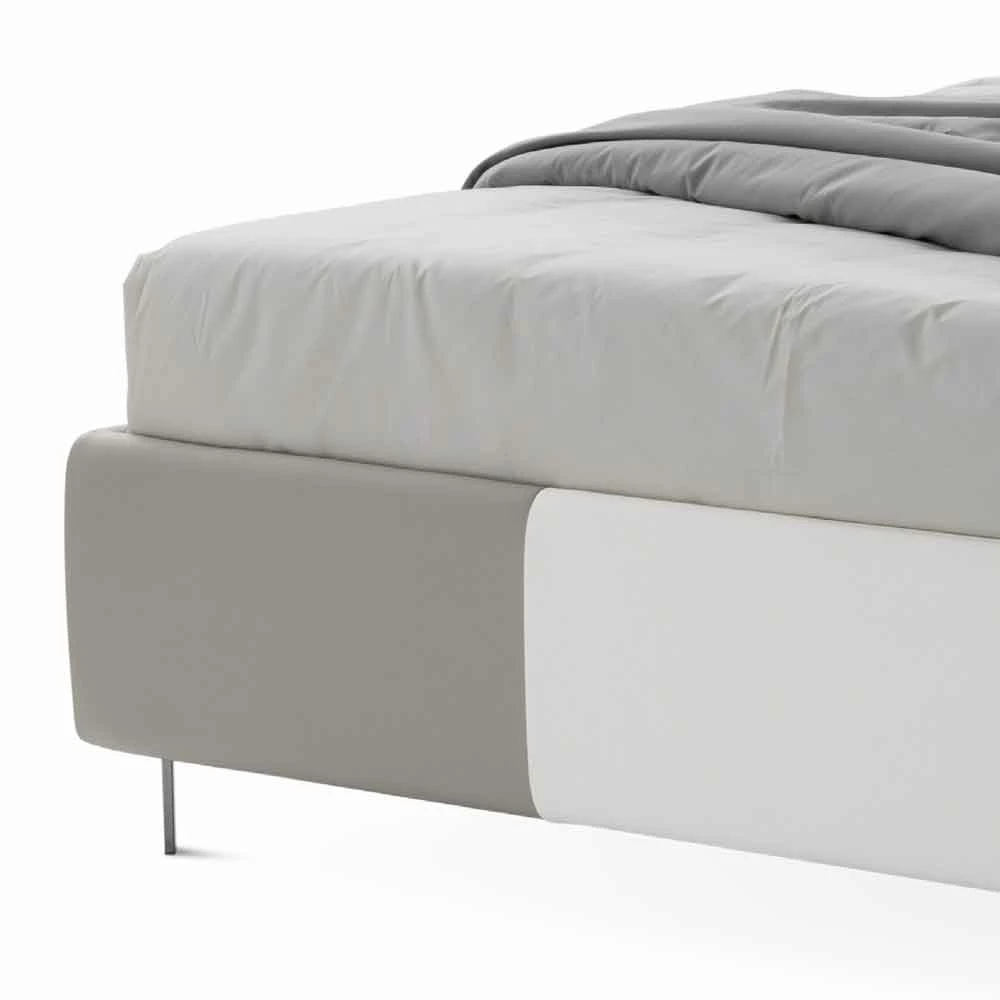 Dubbel Bed Met Container In Bicolor Ecoleather Made In Italy - Jasmine 2 Dubbel Bed Met Container In Bicolor Ecoleather Made In Italy - Jasmine - Afbeelding 2