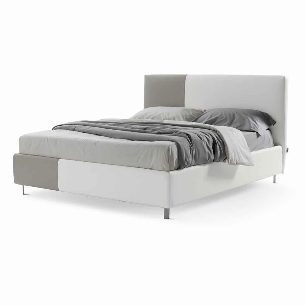 Dubbel Bed Met Container In Bicolor Ecoleather Made In Italy - Jasmine 1 Dubbel Bed Met Container In Bicolor Ecoleather Made In Italy - Jasmine