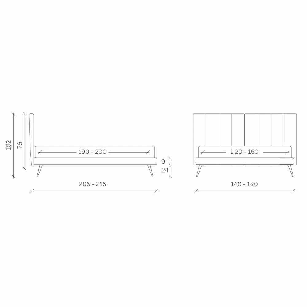 Modern Design Tweepersoonsbed In Made In Italy Stof - Nives 5 Modern Design Tweepersoonsbed In Made In Italy Stof - Nives - Afbeelding 5