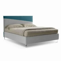 Luxe Tweepersoonsbed Met Box In Tweekleurige Stof Made In Italy - Carmelo