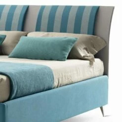 Luxe Tweepersoonsbed Met Box In Tweekleurige Stof Gemaakt In Italië - Gagia -Slide Shop letto matrimoniale di lusso con box in tessuto bicolore made in italy gagia 1
