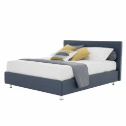 Luxe Tweepersoonsbed In Ecoleer Of Stof Met Doos Made In Italy - Nuvola