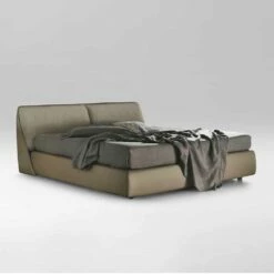 Tweepersoonsbed Gewatteerd En Bedekt Met Stof En Leer Made In Italy - Lula