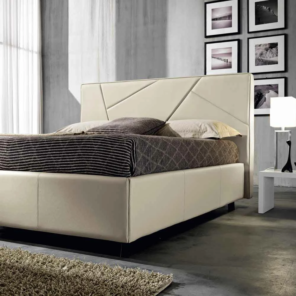 Dubbel Bed In Kunstleer Met Doos Piek 160x190 / 200 Cm Mia 2 Dubbel Bed In Kunstleer Met Doos Piek 160x190 / 200 Cm Mia - Afbeelding 2