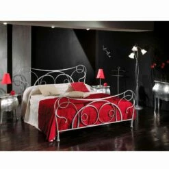 Dubbel Bed In Ijzer Ambachtelijke Met Kegelvormige Benen Zoe -Slide Shop letto matrimoniale in ferro artigianale con gambe coniche zoe 6