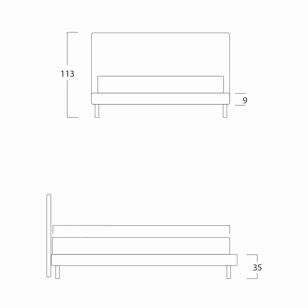 Modern Design Tweepersoonsbed, Met Dunne Voet, Gaya New Van Bolzan 4 Modern Design Tweepersoonsbed, Met Dunne Voet, Gaya New Van Bolzan - Afbeelding 4
