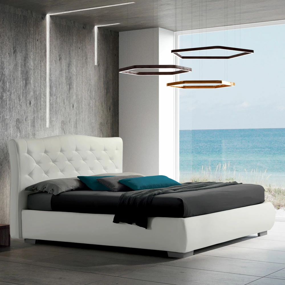 Modern Tweepersoonsbed Met Bedstee En Gewatteerd Hoofdeinde - Londen 11 Modern Tweepersoonsbed Met Bedstee En Gewatteerd Hoofdeinde - Londen - Afbeelding 11