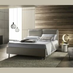 Modern Tweepersoonsbed Met Gestoffeerd Hoofdeinde Made In Italy - Ernesta -Slide Shop letto matrimoniale moderno con testata imbottita realizzato in italia ernesta 5