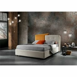 Modern Design Tweepersoonsbed In Grijs En Oranje Fluweel - Plorifon -Slide Shop letto matrimoniale moderno design in velluto grigio e arancione plorifon 5