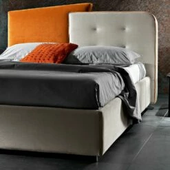Modern Design Tweepersoonsbed In Grijs En Oranje Fluweel - Plorifon -Slide Shop letto matrimoniale moderno design in velluto grigio e arancione plorifon 6
