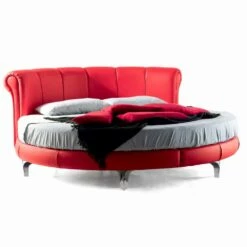 Luxe Rond Modern Tweepersoonsbed In Kunstleer Gemaakt In Italië - Droom