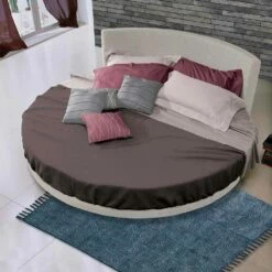Rond Design Tweepersoonsbed Bekleed Met Stof, Gemaakt In Italië - Rello