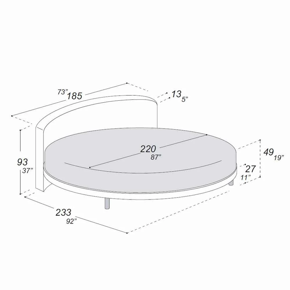 Rond Design Tweepersoonsbed Bekleed Met Stof, Gemaakt In Italië - Rello 5 Rond Design Tweepersoonsbed Bekleed Met Stof, Gemaakt In Italië - Rello - Afbeelding 5