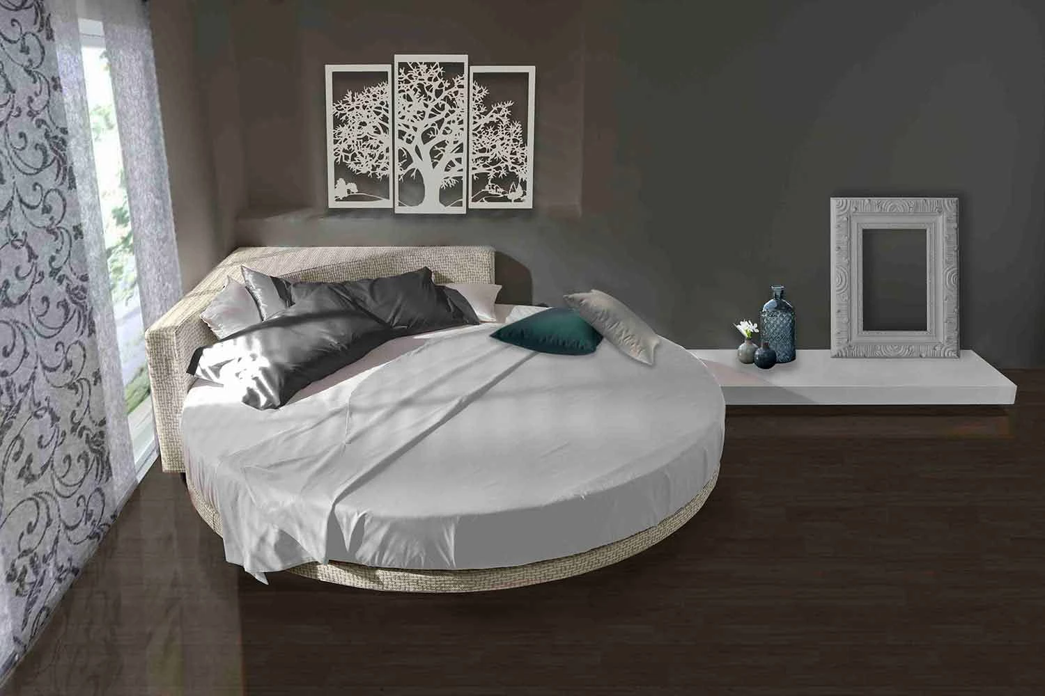 Modern Rond Tweepersoonsbed Met Hoekig Hoofdeinde Made In Italy - Tima 2 Modern Rond Tweepersoonsbed Met Hoekig Hoofdeinde Made In Italy - Tima - Afbeelding 2
