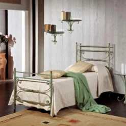 Single Bed In Smeedijzer Gehamerd Vierkante Leila, Made In Italy