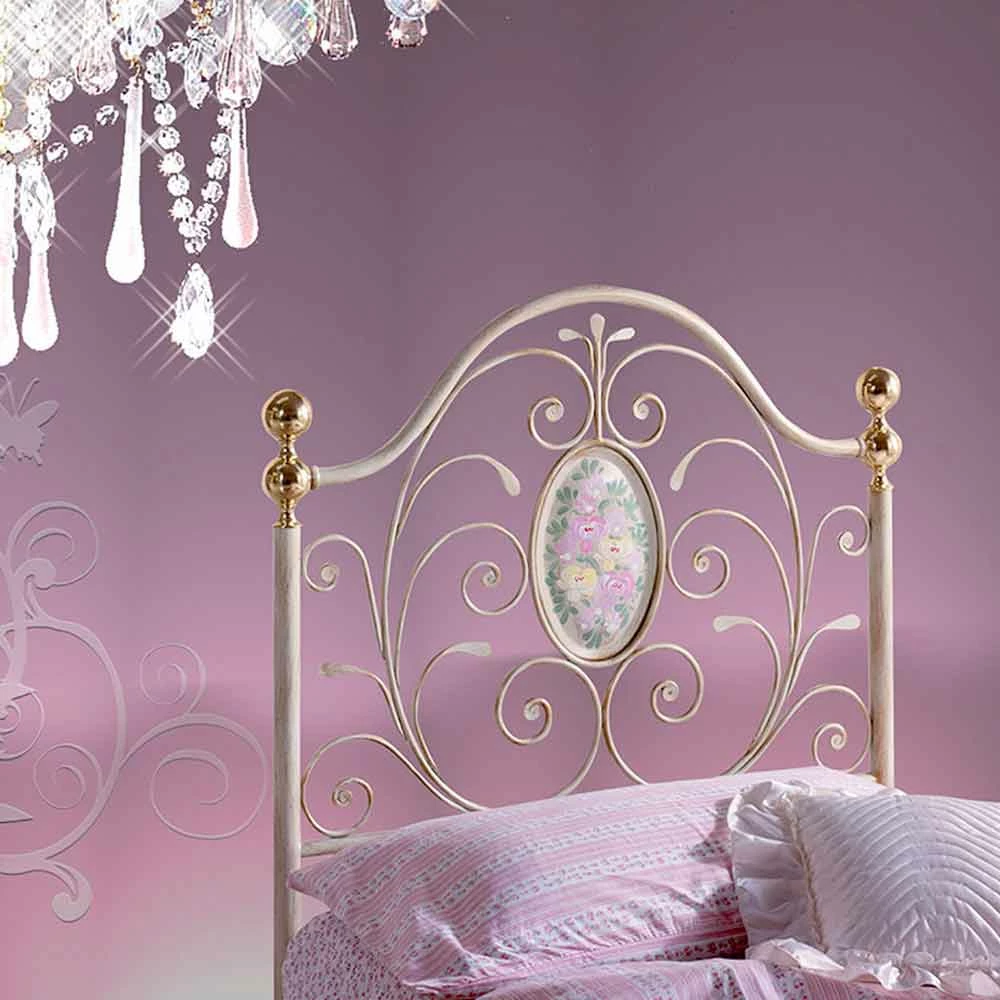 Bed In Smeedijzer Single Turquoise, Italiaans Design 2 Bed In Smeedijzer Single Turquoise, Italiaans Design - Afbeelding 2