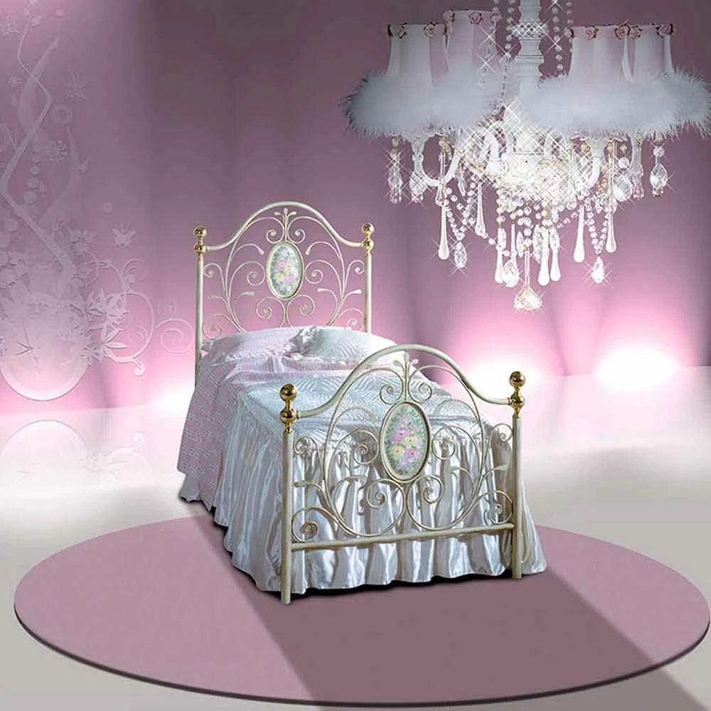 Bed In Smeedijzer Single Turquoise, Italiaans Design 1 Bed In Smeedijzer Single Turquoise, Italiaans Design