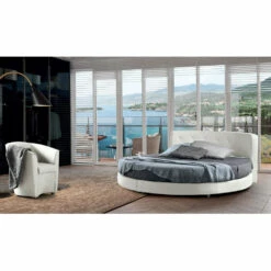 Design Rond Tweepersoonsbed Bekleed Met Kunstleer - Faenza -Slide Shop letto tondo matrimoniale di design rivestito in ecopelle faenza 14