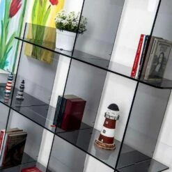 Slide In Boekenkasten Gerookte Sfera3 W180 X H180 X D30 Cm, Made In Italy -Slide Shop libreria a muro fume sfera3 l180 x h180 x p30 cm made in italy 5