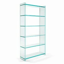 Slide Vrijstaande Boekenkast In Extra Helder Glas Met 6 Planken Made In Italy - Ramen