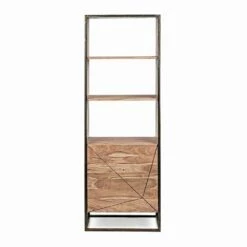 Slide Boekenkast Op De Vloer Met Structuur In Acaciahout En Staal Homemotion - Golia -Slide Shop libreria da terra con struttura in legno di acacia e acciaio homemotion golia 2