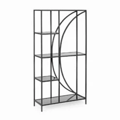 Slide Vloerboekenkast In Geverfd Staal Met Homemotion-glazen Bladen - Lunatica