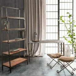 Slide Homemotion Boekenkast In Geverfd Staal Met Houten Planken - Molina -Slide Shop libreria da terra in acciaio verniciato con ripiani in legno homemotion molina 5