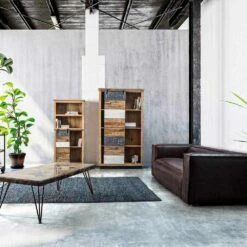 Slide Homemotion Boekenkast In Mangohout Met Stalen Inzetstukken - Vidia -Slide Shop libreria da terra in legno di mango con inserti in acciaio homemotion vidia 5