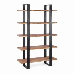 Slide Homemotion Moderne Boekenkast Met Stalen Vloer En Houten Planken - Lanza