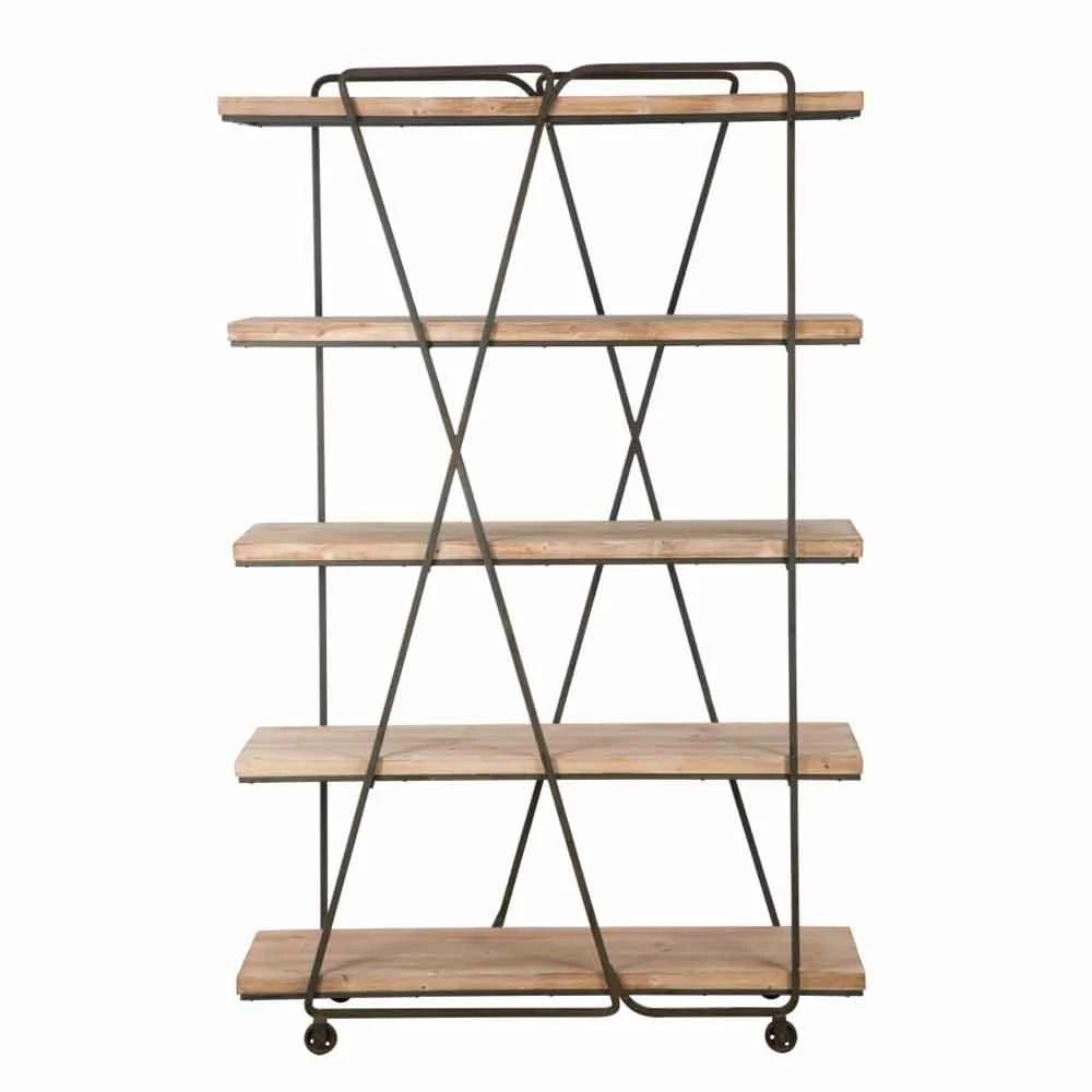 Slide Design Vloerboekenkast In Industriële Stijl In Hout En Ijzer - Soline 2 Slide Design Vloerboekenkast In Industriële Stijl In Hout En Ijzer - Soline - Afbeelding 2